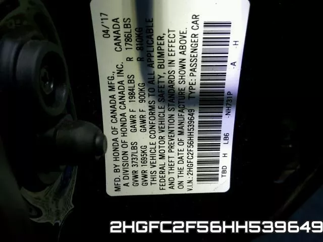 2HGFC2F56HH539649 фото 2
