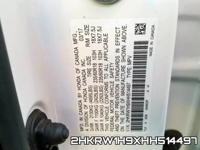 2HKRW1H9XHH514497 фото 2