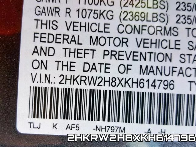 2HKRW2H8XKH614796 фото 2