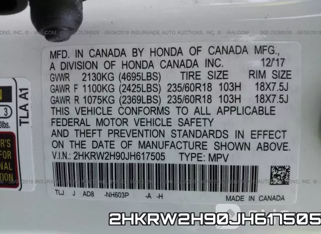 2HKRW2H90JH617505 фото 10