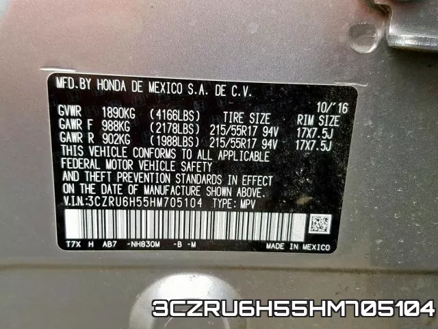 3CZRU6H55HM705104 фото 2