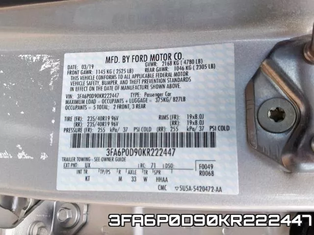 3FA6P0D90KR222447 фото 2