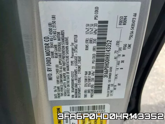 3FA6P0HD0HR143352 фото 2