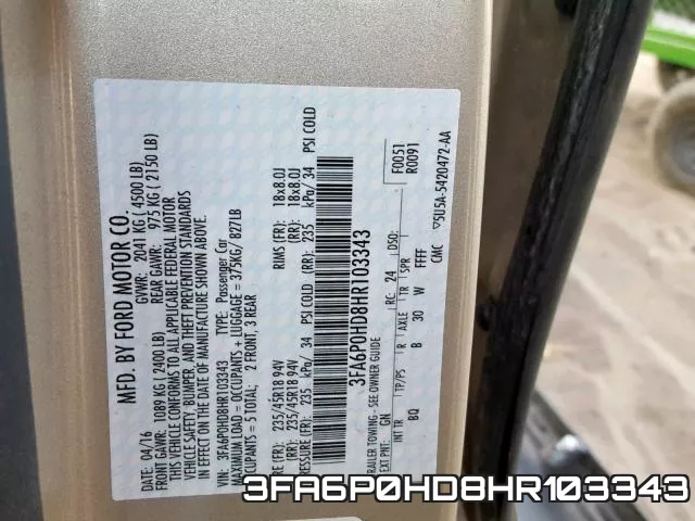 3FA6P0HD8HR103343 фото 2