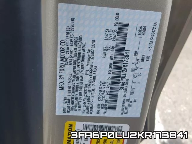 3FA6P0LU2KR173841 фото 2