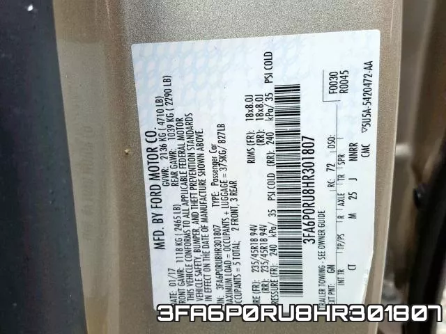 3FA6P0RU8HR301807 фото 2