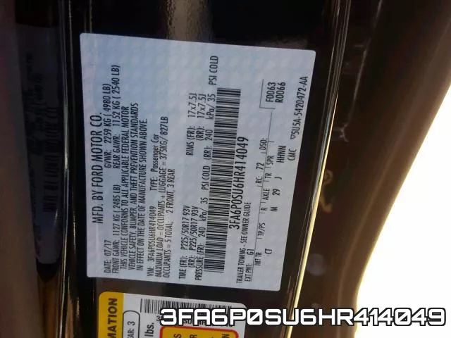 3FA6P0SU6HR414049 фото 2