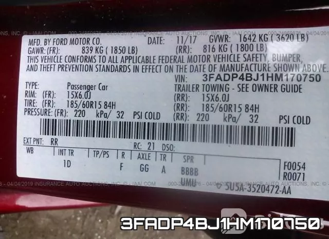 3FADP4BJ1HM170750 фото 10