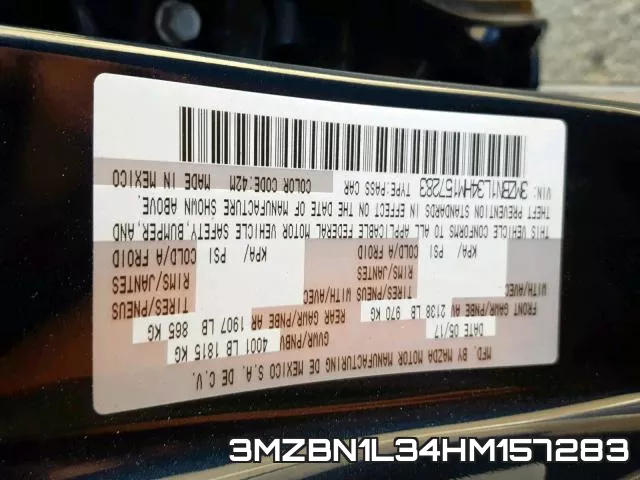 3MZBN1L34HM157283 фото 2