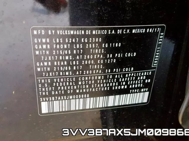 3VV3B7AX5JM009868 фото 2