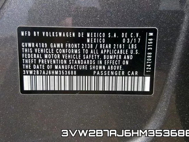 3VW2B7AJ6HM353688 фото 2