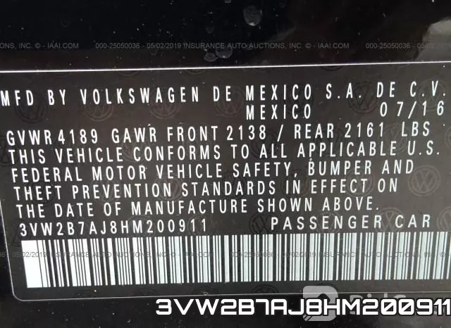 3VW2B7AJ8HM200911 фото 10