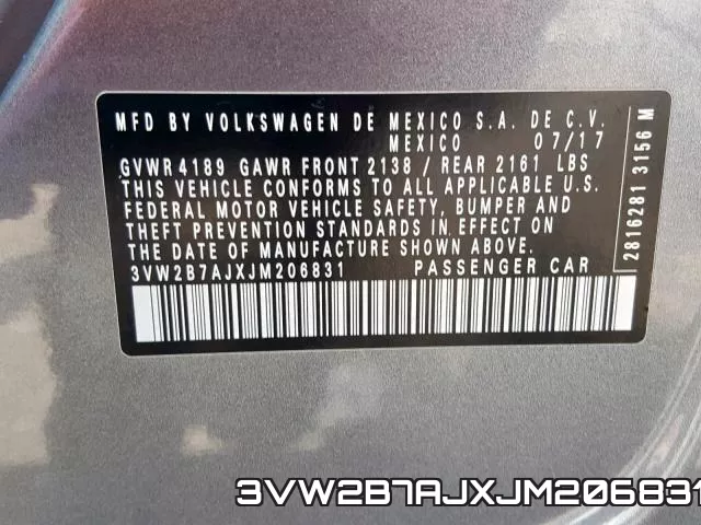 3VW2B7AJXJM206831 фото 2