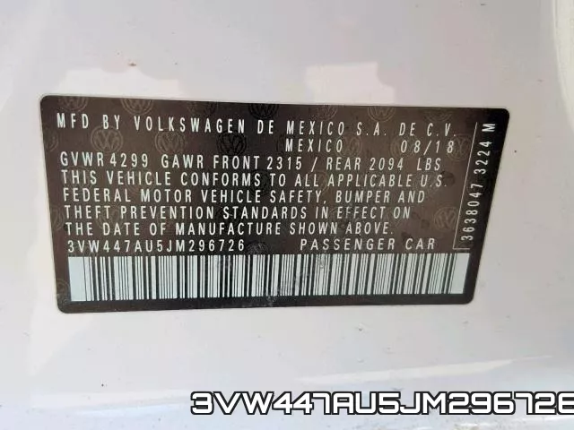 3VW447AU5JM296726 фото 2