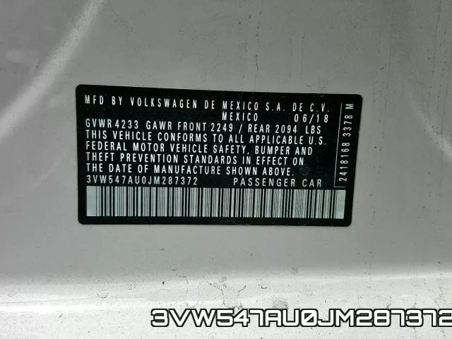 3VW547AU0JM287372 фото 2