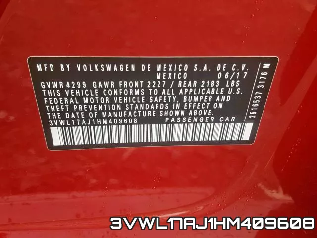 3VWL17AJ1HM409608 фото 2