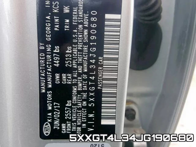 5XXGT4L34JG190680 фото 2