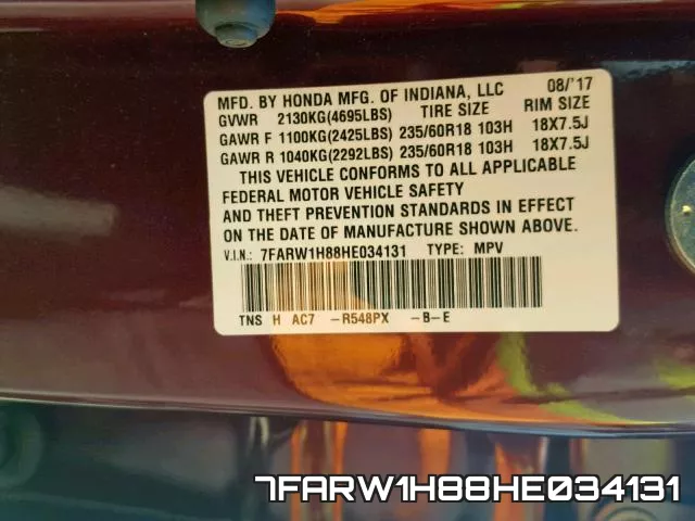 7FARW1H88HE034131 фото 2