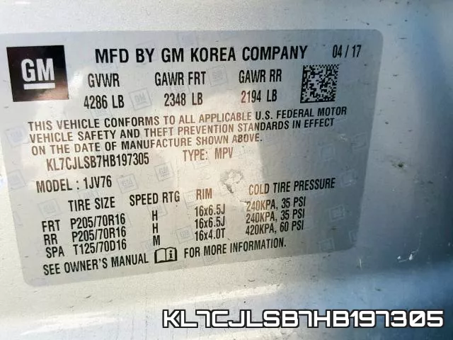 KL7CJLSB7HB197305 фото 2