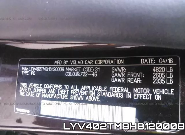 LYV402TM8HB120008 фото 10