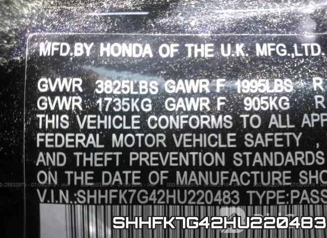 SHHFK7G42HU220483 фото 10