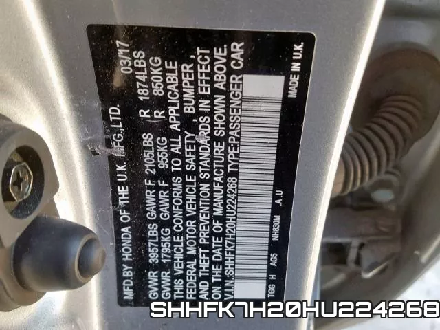 SHHFK7H20HU224268 фото 2