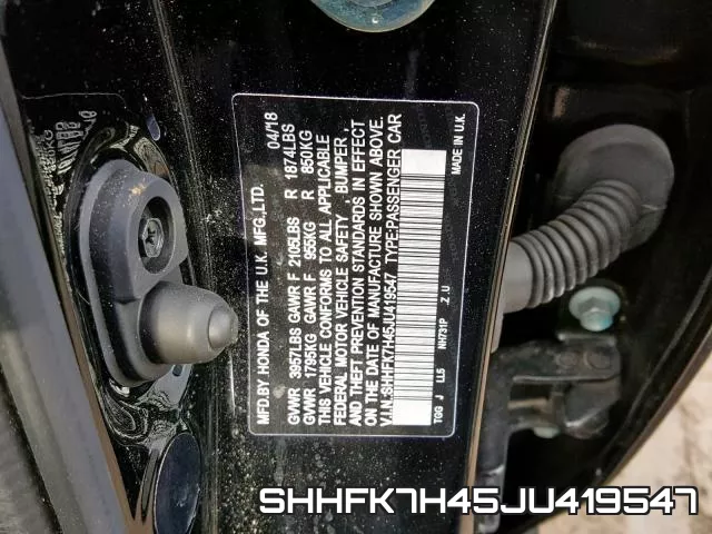 SHHFK7H45JU419547 фото 2
