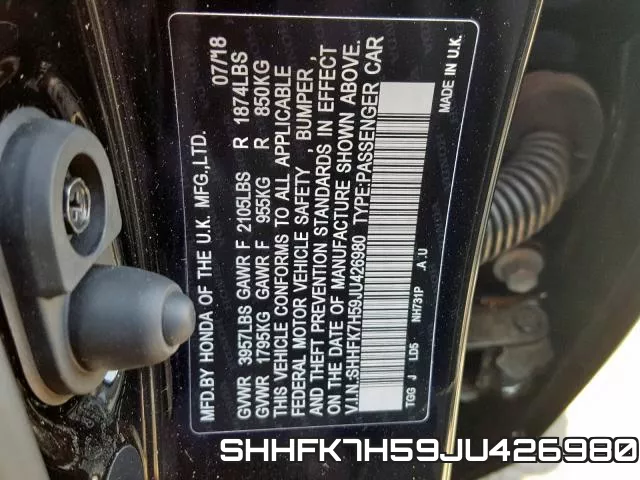 SHHFK7H59JU426980 фото 2