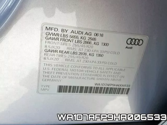 WA1D7AFP9HA006533 фото 2