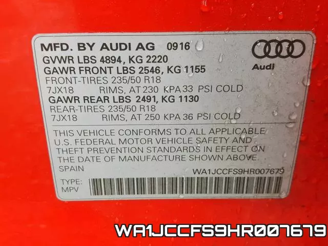 WA1JCCFS9HR007679 фото 2