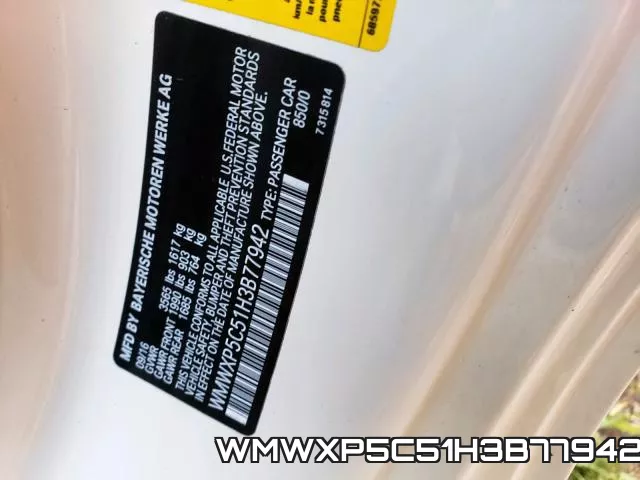 WMWXP5C51H3B77942 фото 2