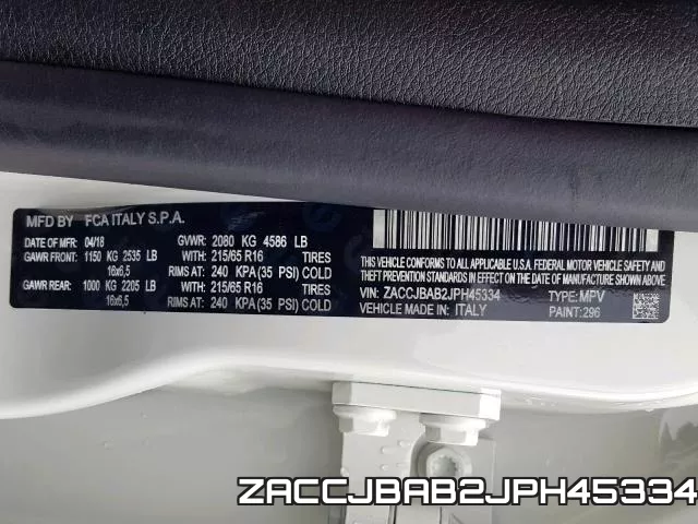 ZACCJBAB2JPH45334 фото 2
