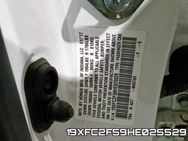 19XFC2F59HE025529 фото 2