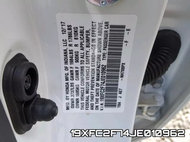 19XFC2F74JE010962 фото 2