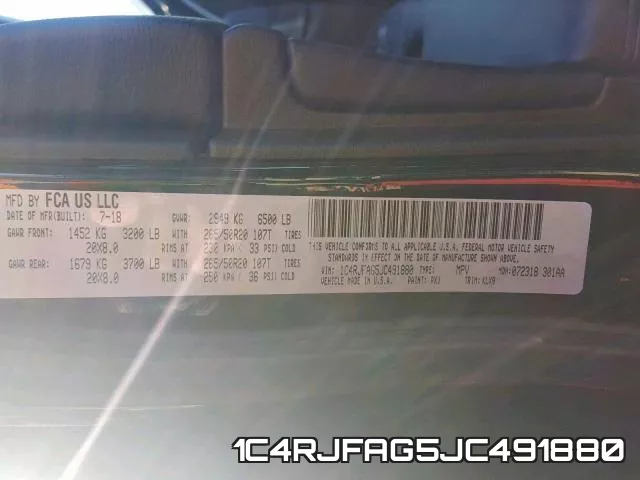 1C4RJFAG5JC491880 фото 2