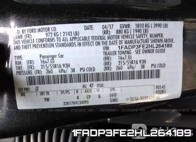 1FADP3FE2HL264189 фото 10