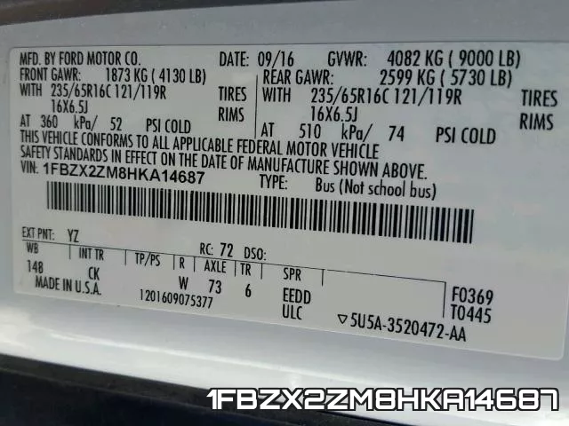 1FBZX2ZM8HKA14687 фото 2