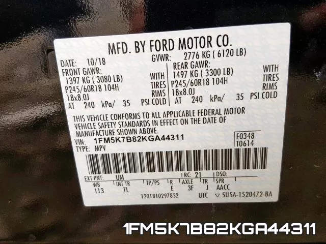 1FM5K7B82KGA44311 фото 2