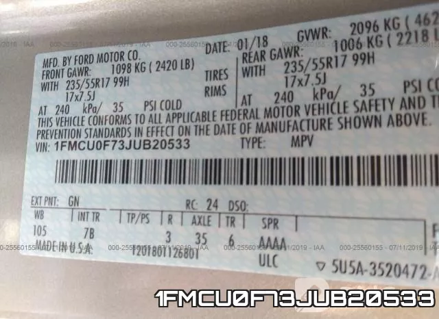 1FMCU0F73JUB20533 фото 10
