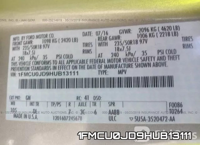 1FMCU0JD9HUB13111 фото 10