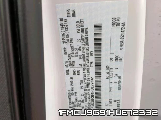 1FMCU9G91HUE72332 фото 2