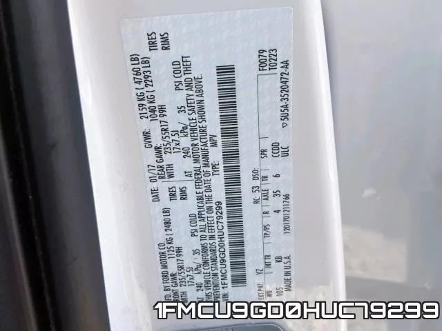1FMCU9GD0HUC79299 фото 2