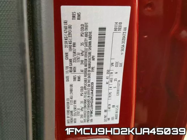 1FMCU9HD2KUA45039 фото 2