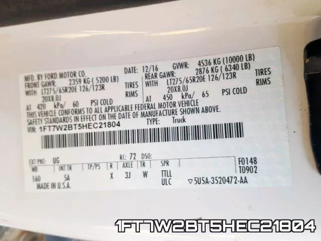 1FT7W2BT5HEC21804 фото 2