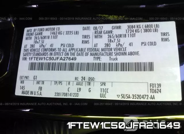 1FTEW1C50JFA27649 фото 10