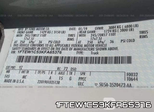 1FTEW1C53KFA65376 фото 10