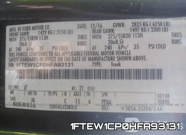 1FTEW1CP0HFA93131 фото 10