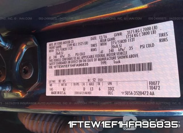 1FTEW1EF1HFA96835 фото 10