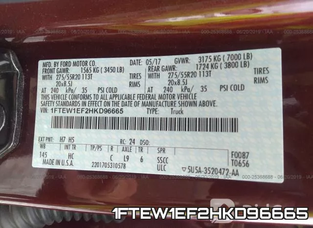 1FTEW1EF2HKD96665 фото 10