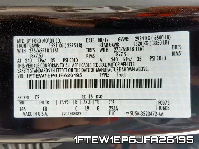 1FTEW1EP6JFA26195 фото 2